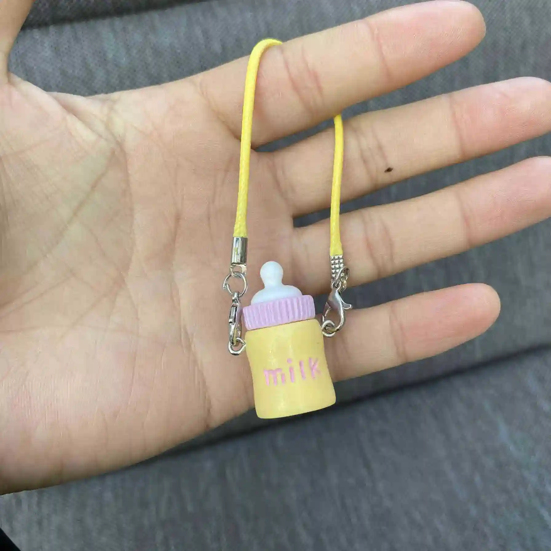 perfectly sized pastel milk bottle keychain for labubu doll