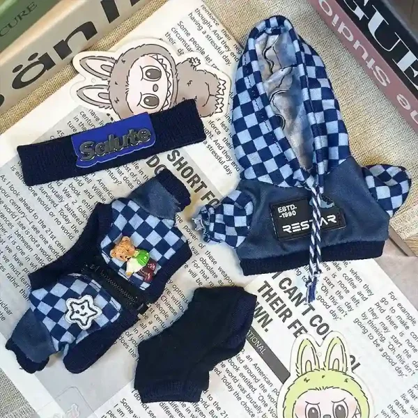 personalized 17cm Labubu outfit with unique salute patch detail