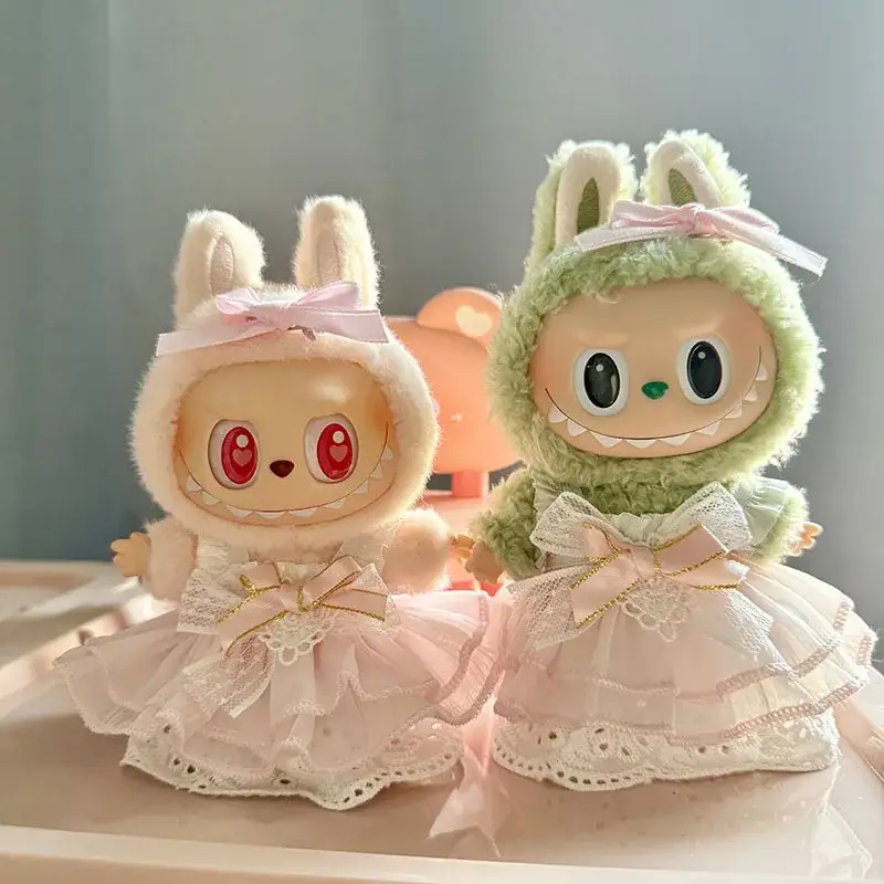 pink bunny hood jacket for labubu doll