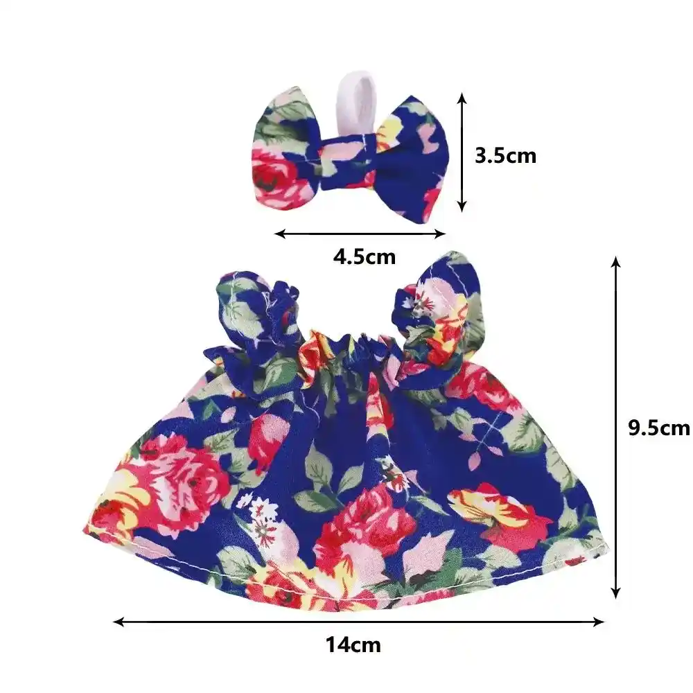 pink floral labubu doll dress and headband accessory set