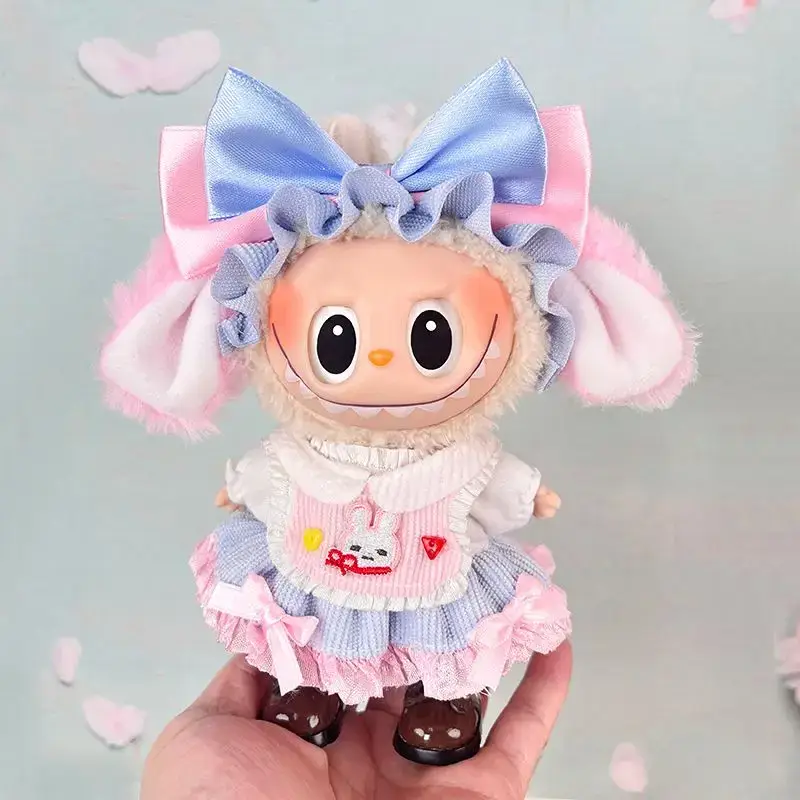 pink floral labubu dress with crown and bag accessories