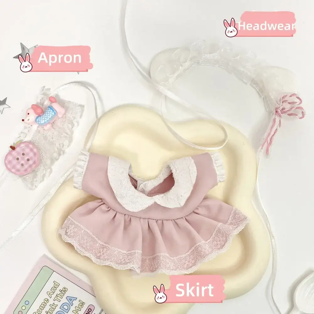 pink labubu doll clothes set including headband and visor cap