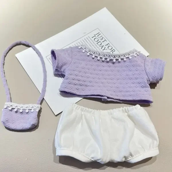 pink lavender bunny outfit for labubu dolls 15 17cm size