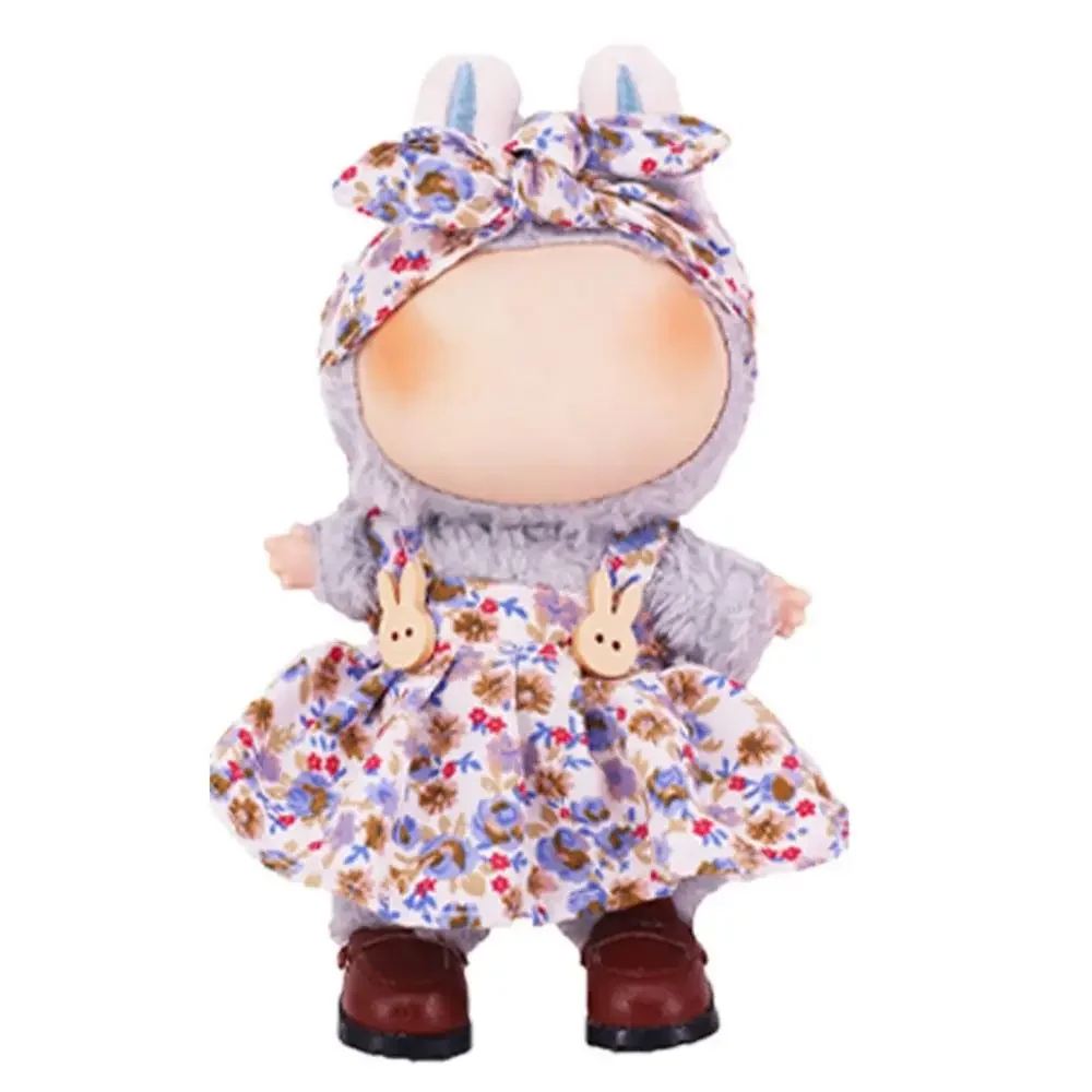 pink purple blue floral dress for 15 20cm labubu doll