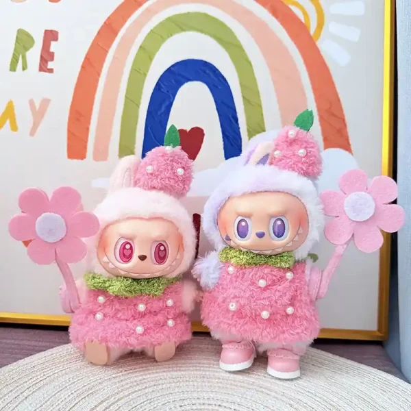 pink strawberry outfit for 15 17cm labubu doll gift collectors
