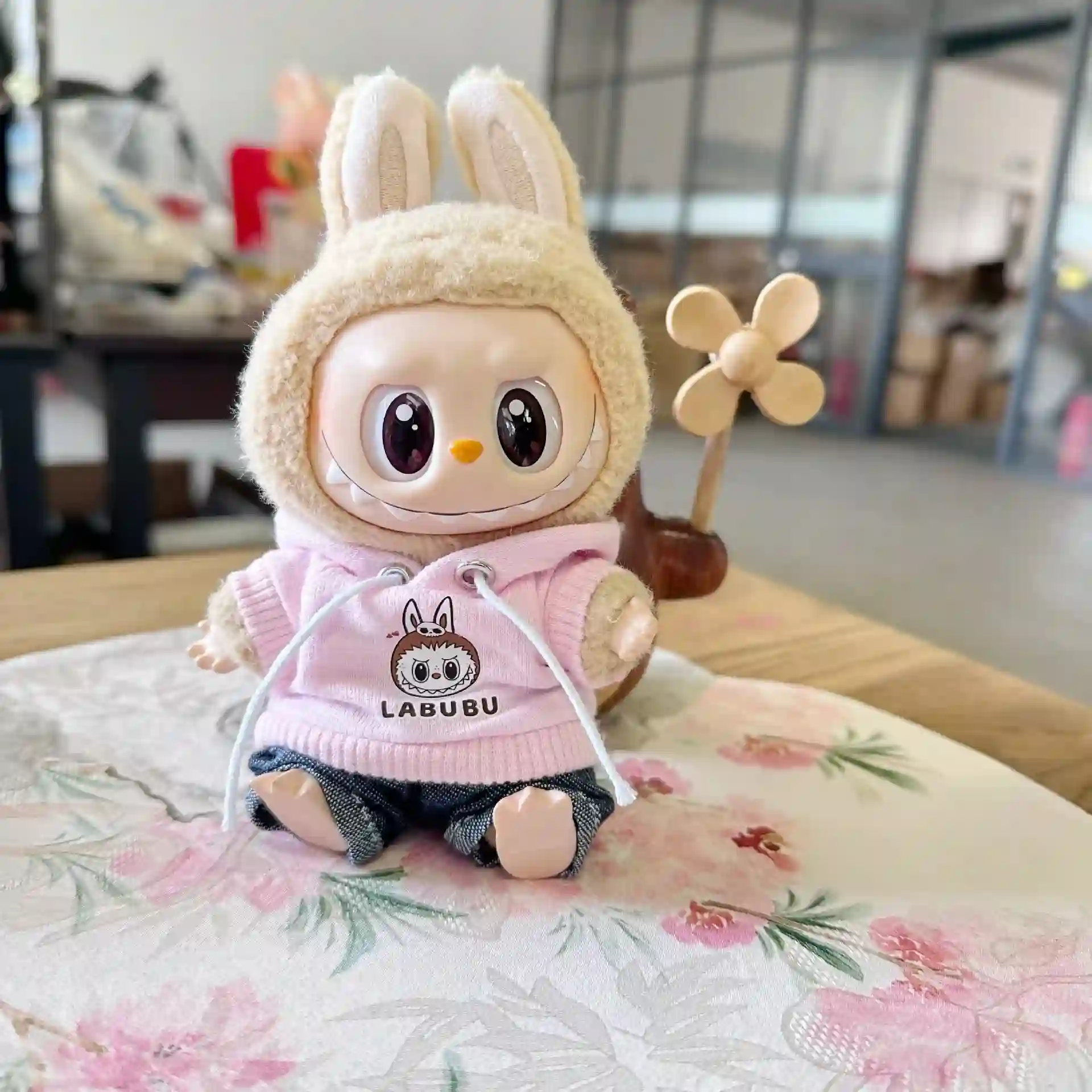 playful narrative 17cm labubu doll bear hoodie outfit set