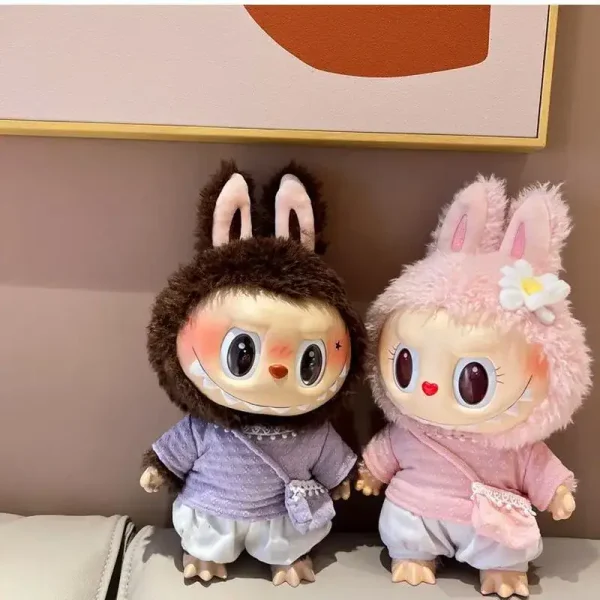plush bunny hooded top and bloomers labubu doll outfit