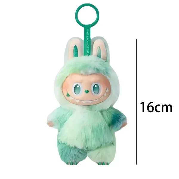 plush labubu bunny costume keychain with metal keyring