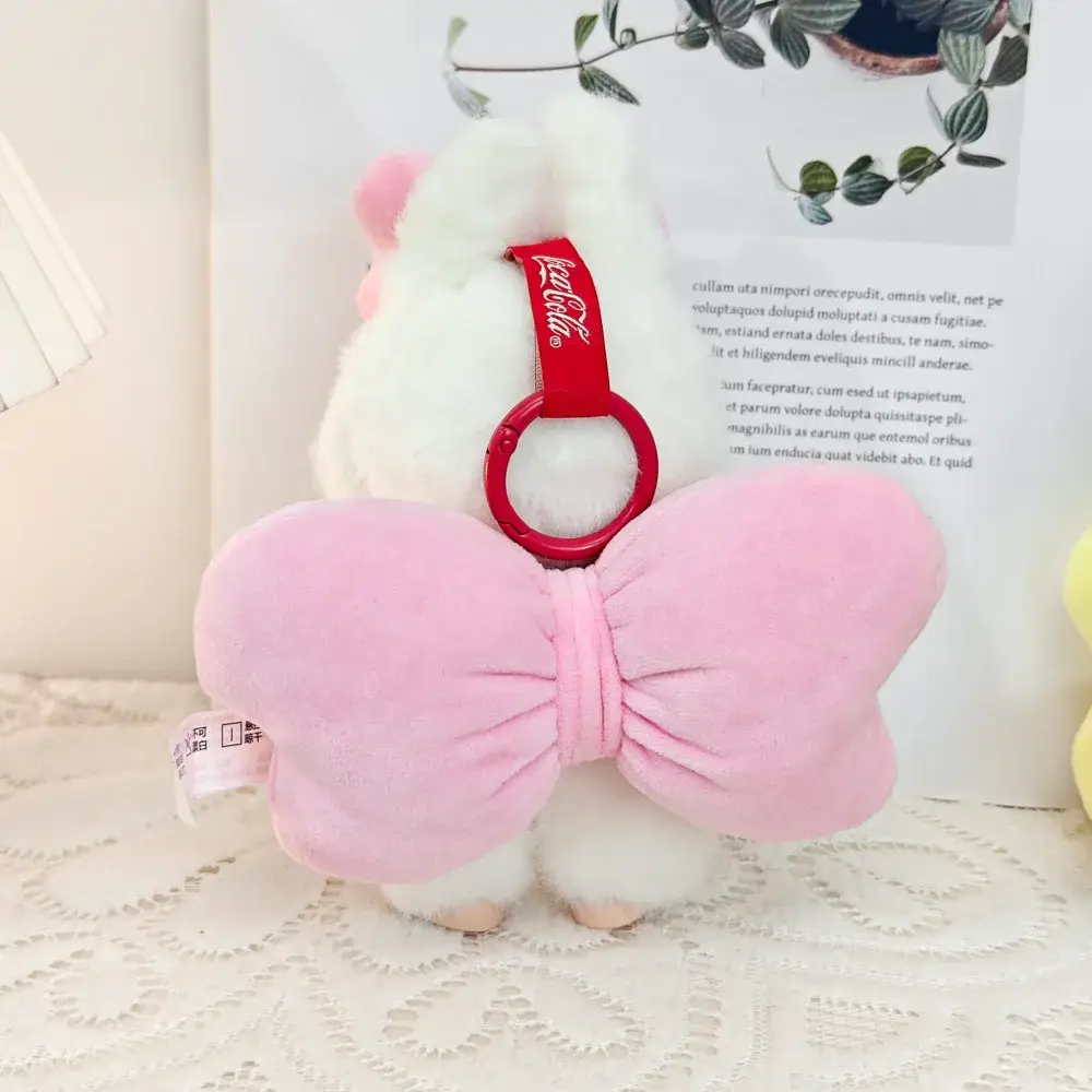 plush pink bow labubu outfit with matching wing accessories
