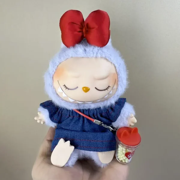 premium 17cm Labubu denim outfit set for collectors