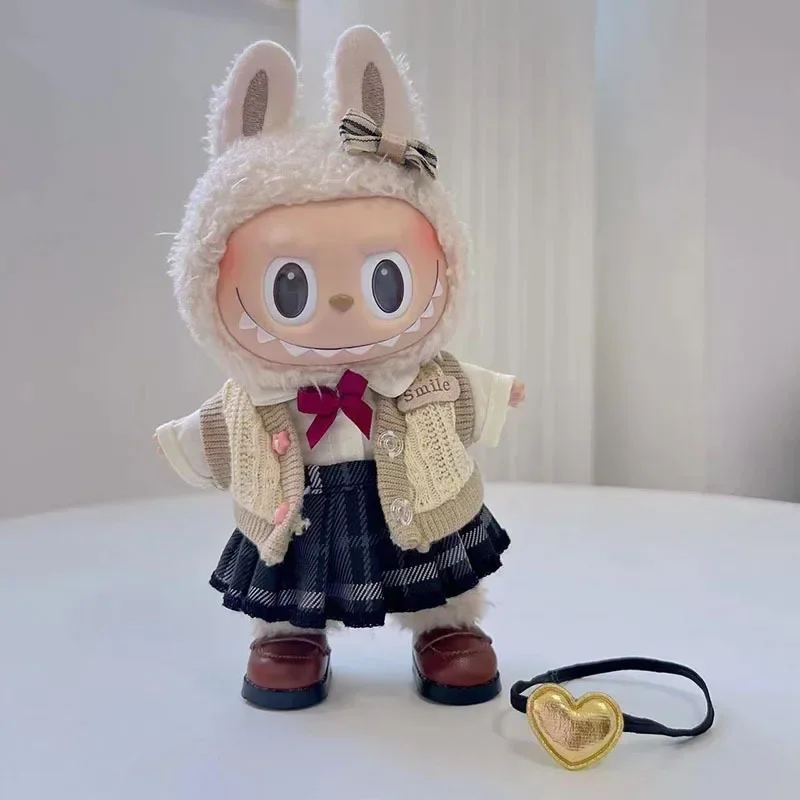premium 17cm Labubu doll school uniform outfit pendant