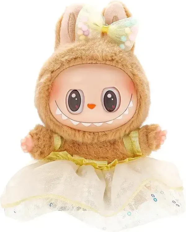 premium 17cm labubu doll pink bunny costume dress