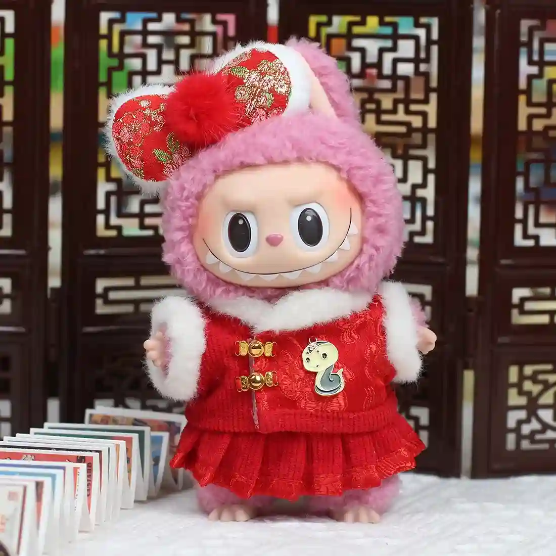 premium chinese new year outfit for 17cm labubu plush doll