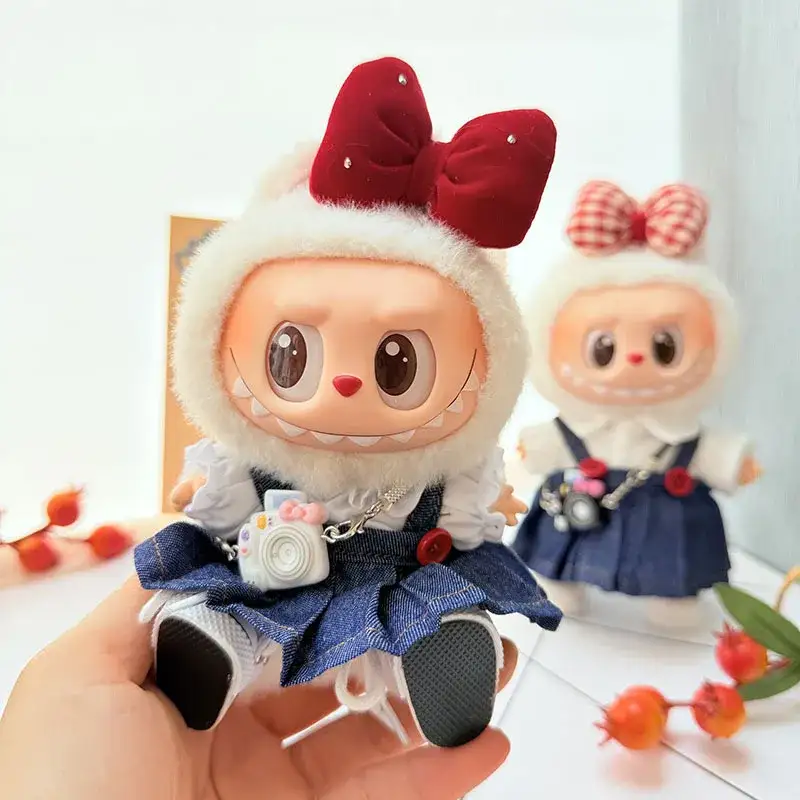 premium denim outfit for 17cm Labubu doll perfect gift for collectors