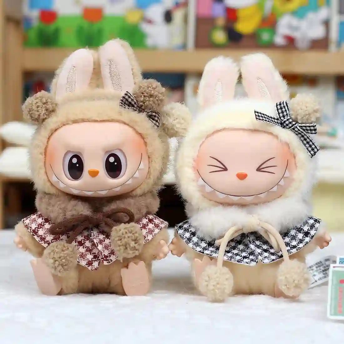 premium labubu doll clothes bunny outfit beige brown cream