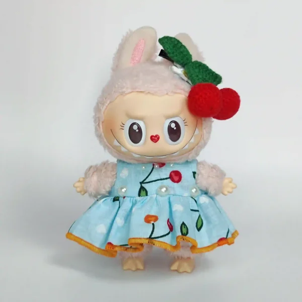 premium quality 17cm Labubu doll summer dress outfit