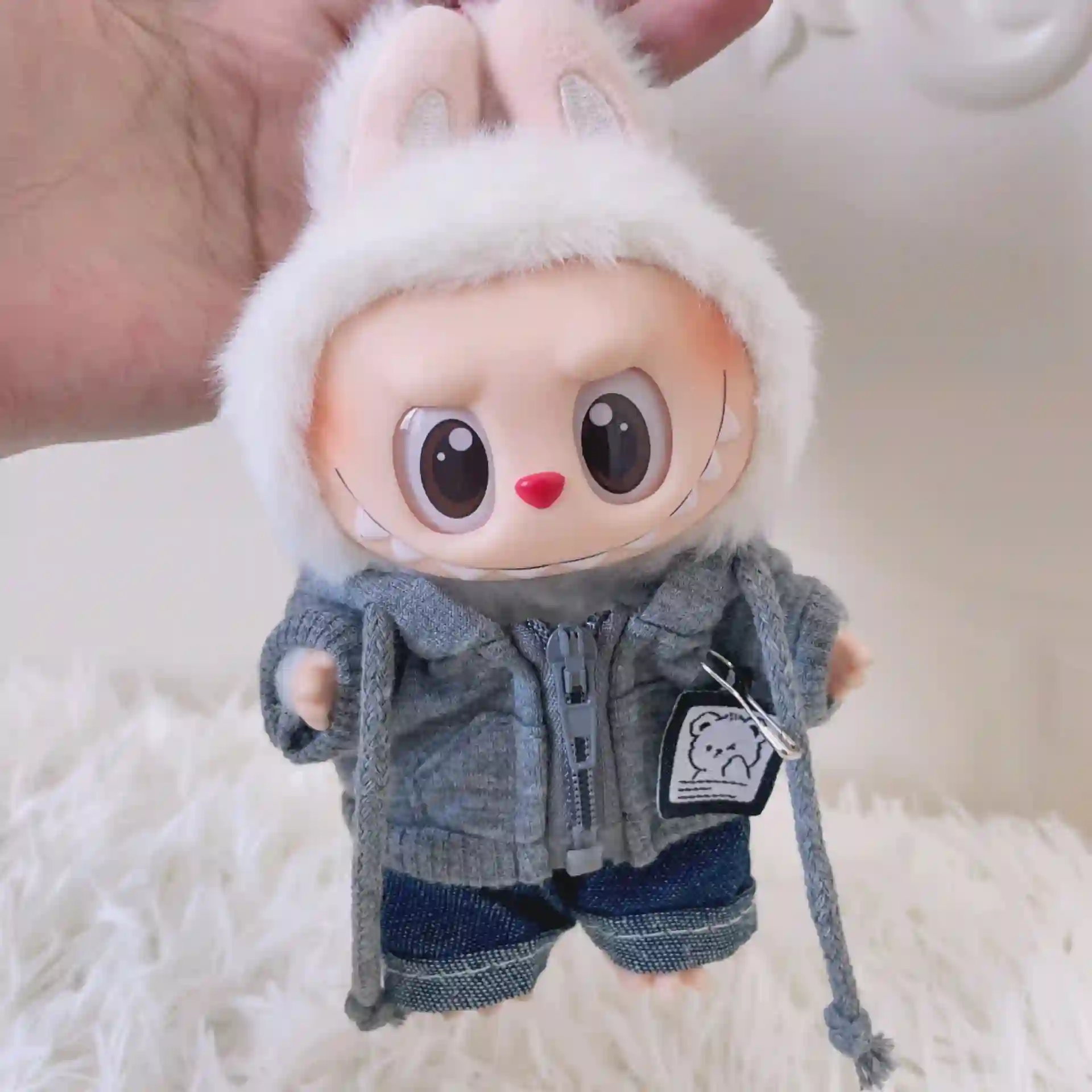 premium quality 17cm labubu doll bear hoodie outfit set gift
