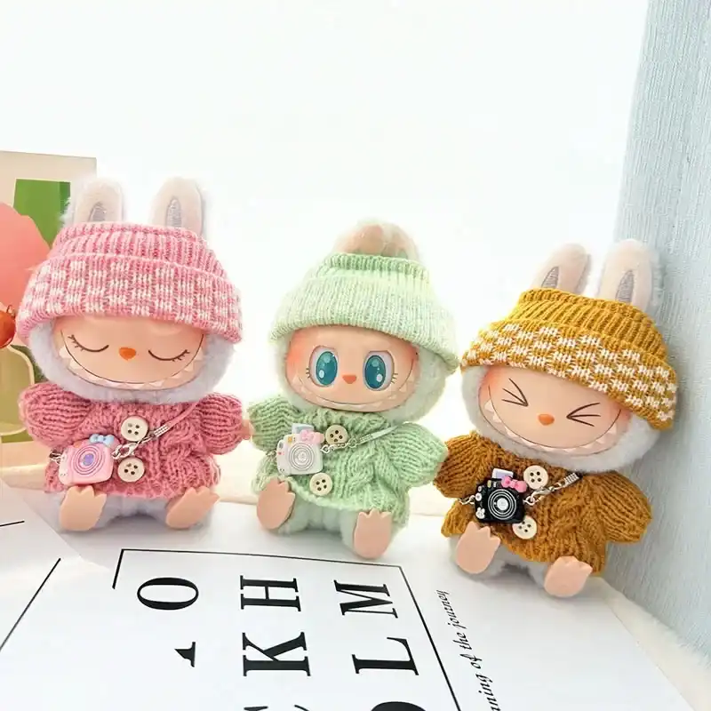 premium quality labubu doll clothes knitted sweater hat set