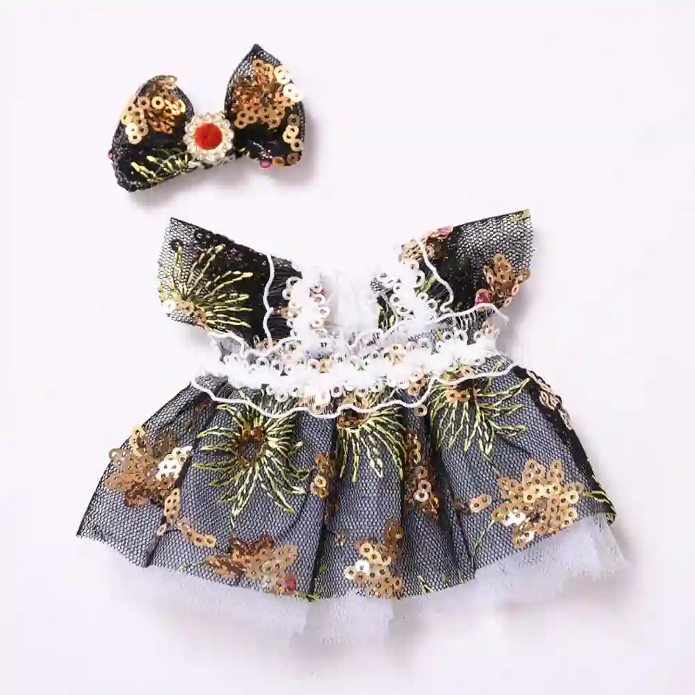 premium quality labubu doll sequined dress ensemble
