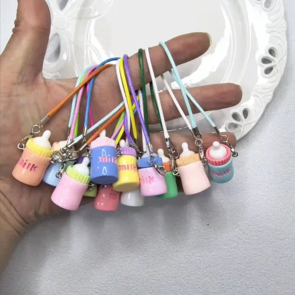 premium quality pastel milk bottle keychain for labubu lover