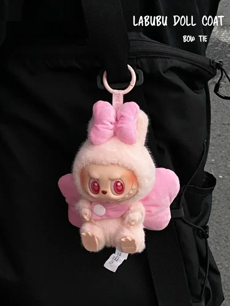 premium soft cloth pink bunny costume for 17cm Labubu doll