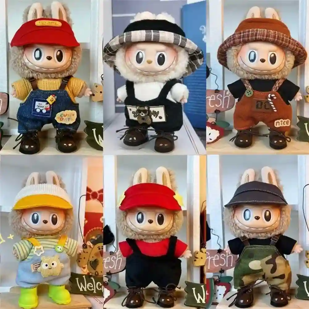 product image 17cm Labubu doll outfit showing all accessories