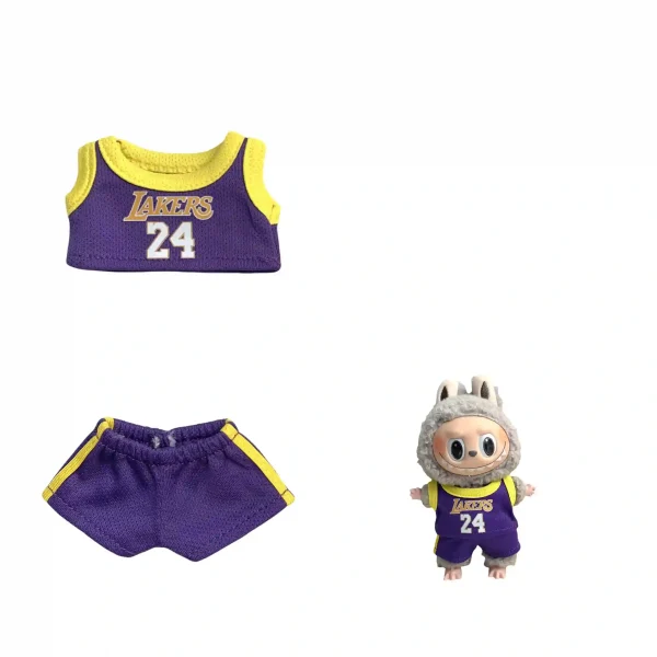 purple and yellow basketball jersey for 17cm Labubu doll