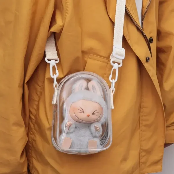 pvc labubu bag featuring a secure closure mechanism