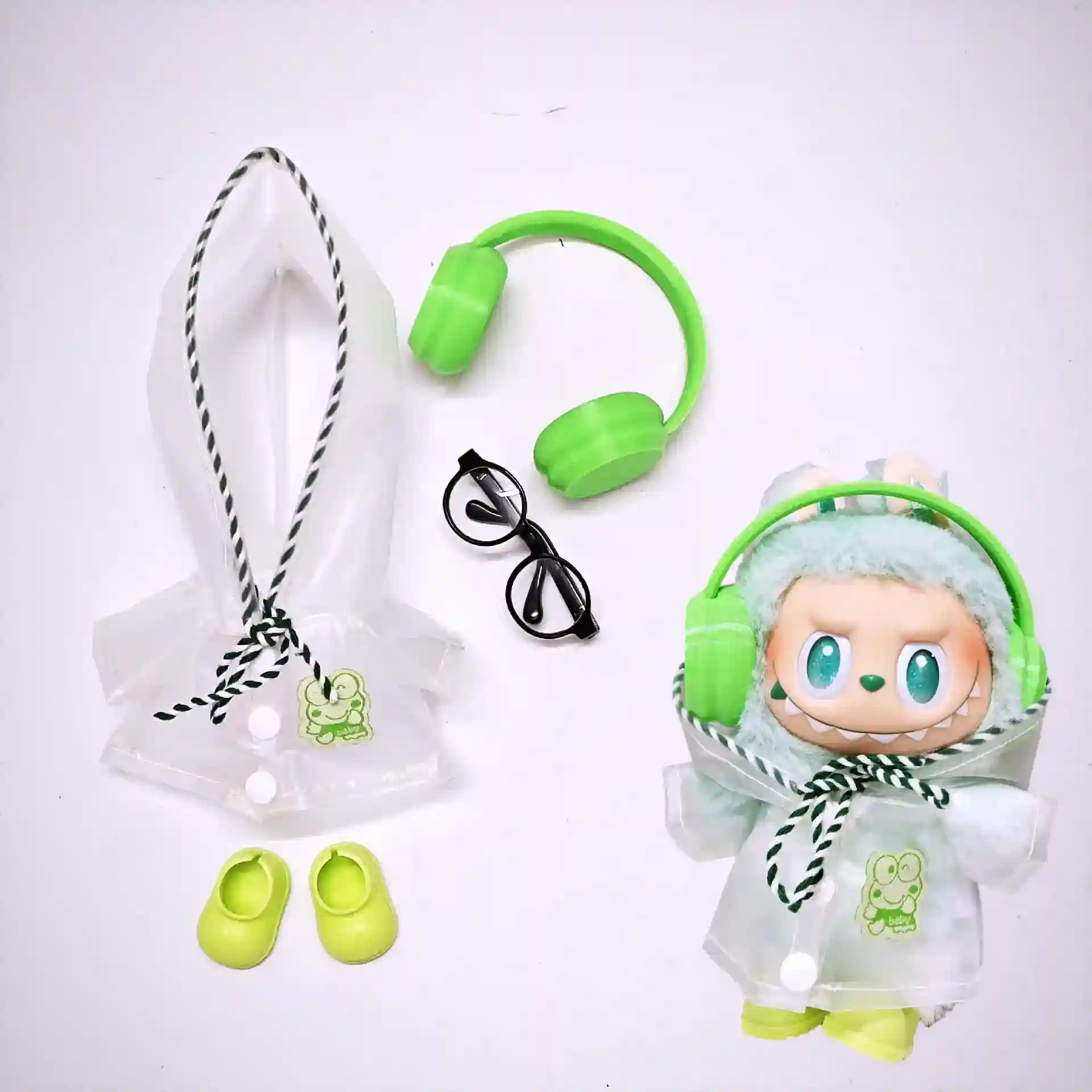 pvc labubu doll raincoat outfit lightweight durable design