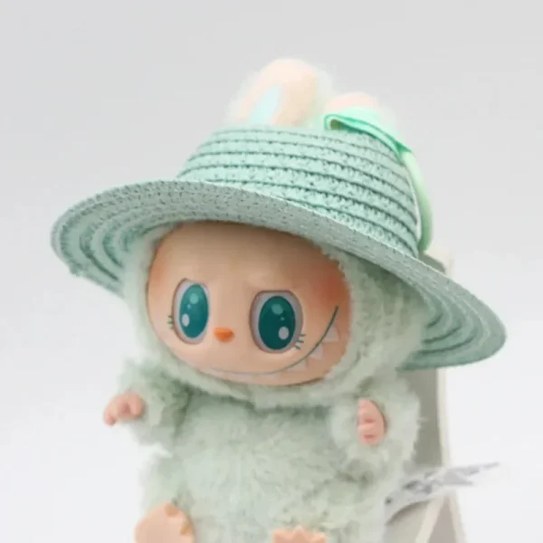 quality bamboo woven labubu straw hat bunny ears handmade