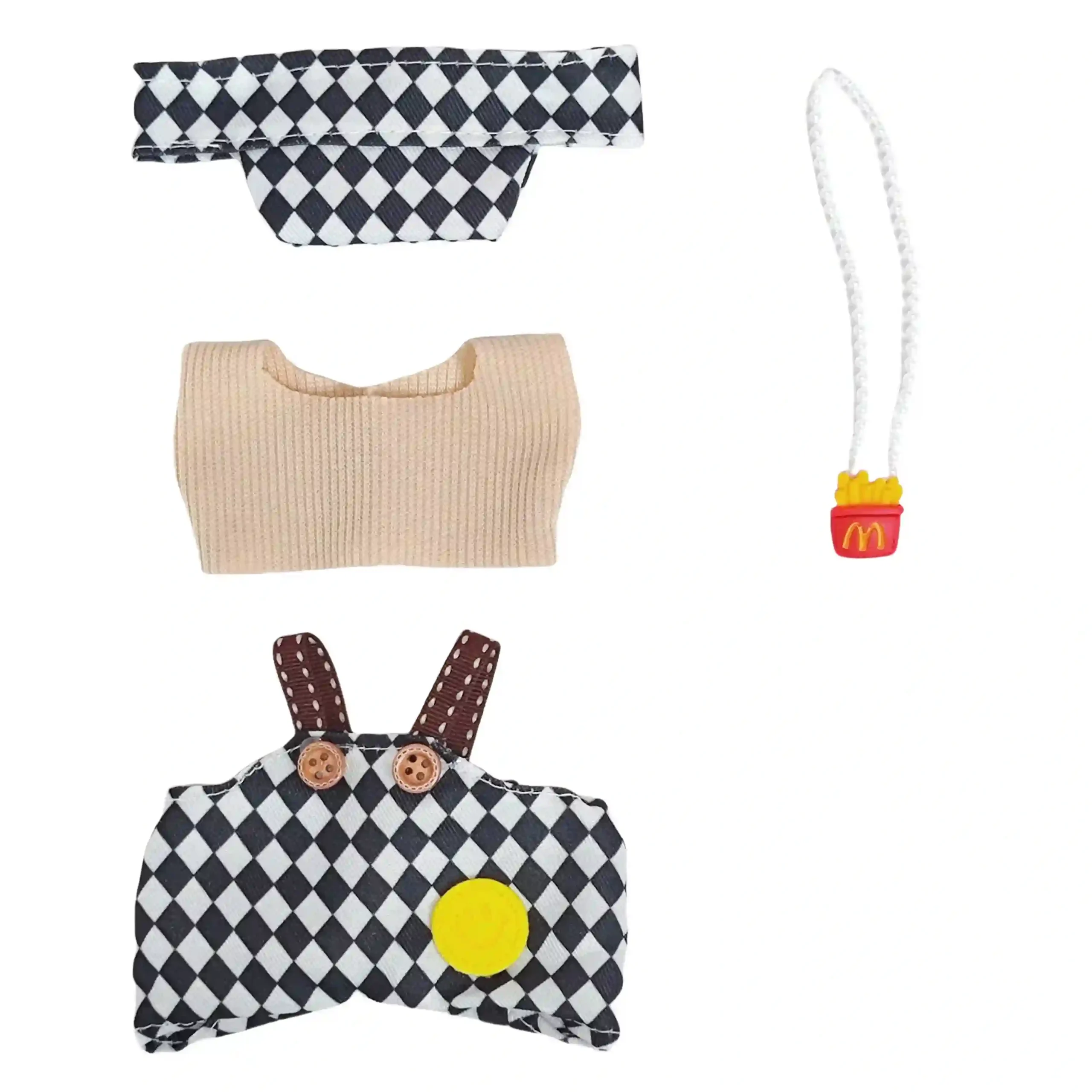 red and white checkered overalls for labubu doll 1st and 2nd gen scaled