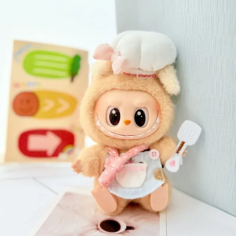 red and white striped apron labubu chef costume outfit