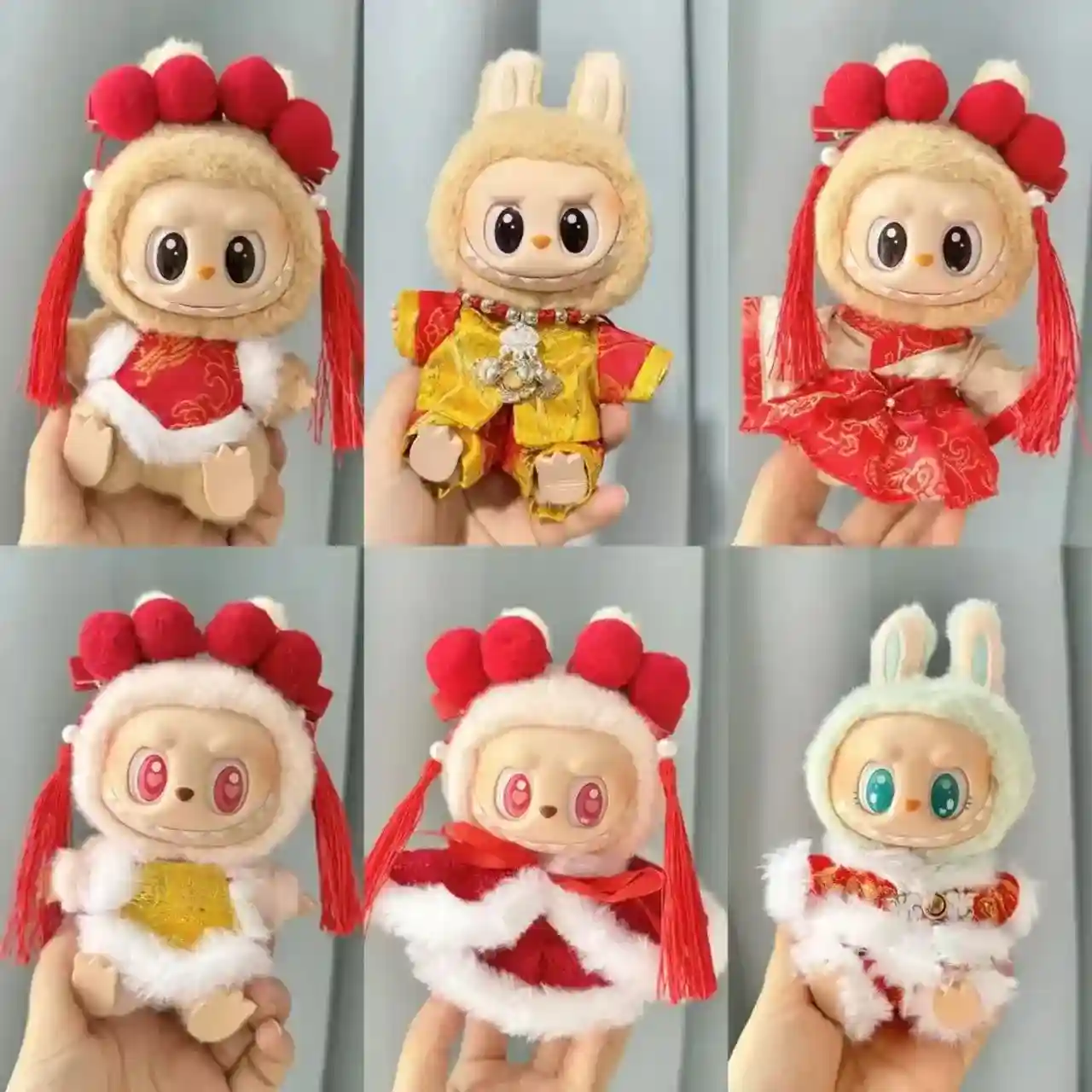 red chinese new year outfit for 17cm labubu v1 v2 doll