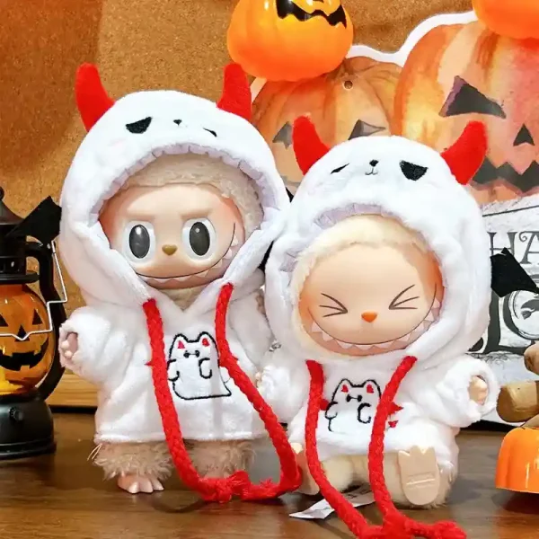 red drawstring devil hoodie for 17cm labubu halloween
