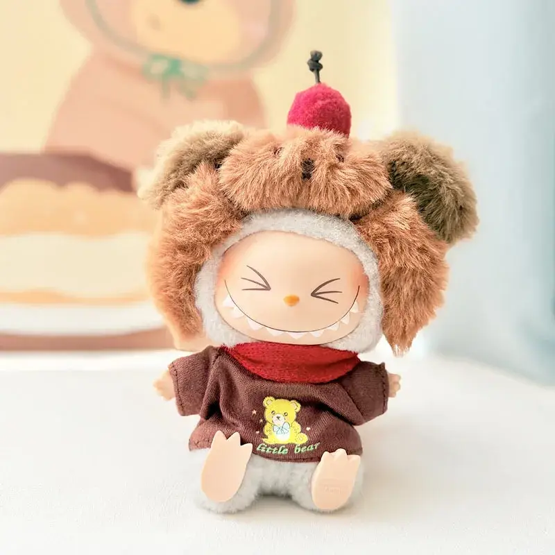 red scarf and animal hat outfit set for 15 17cm labuubu doll