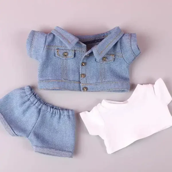robust denim fabric clothing set for 17cm Labubu doll