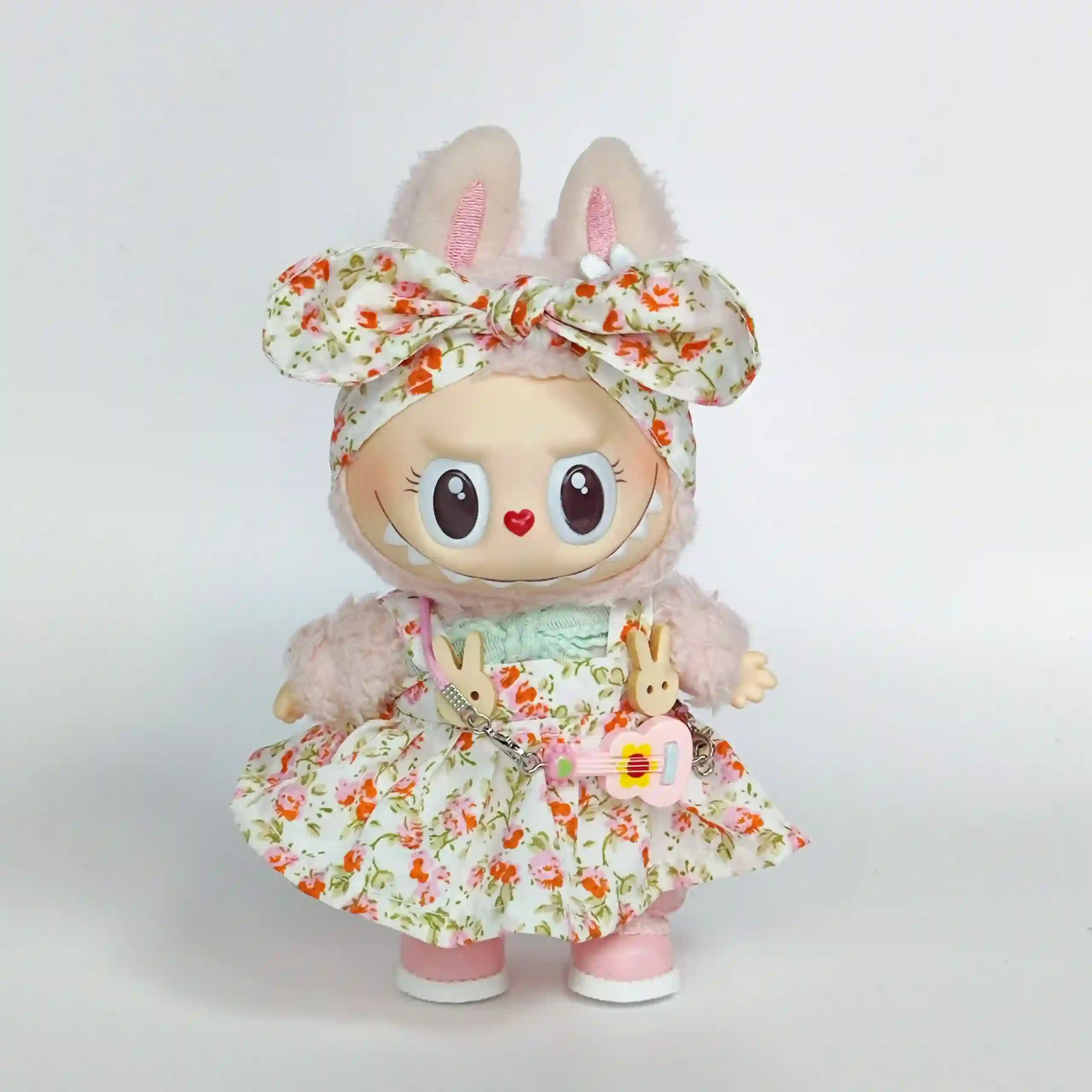 ruffle hem floral dress for labubu doll 1st and 2nd gen