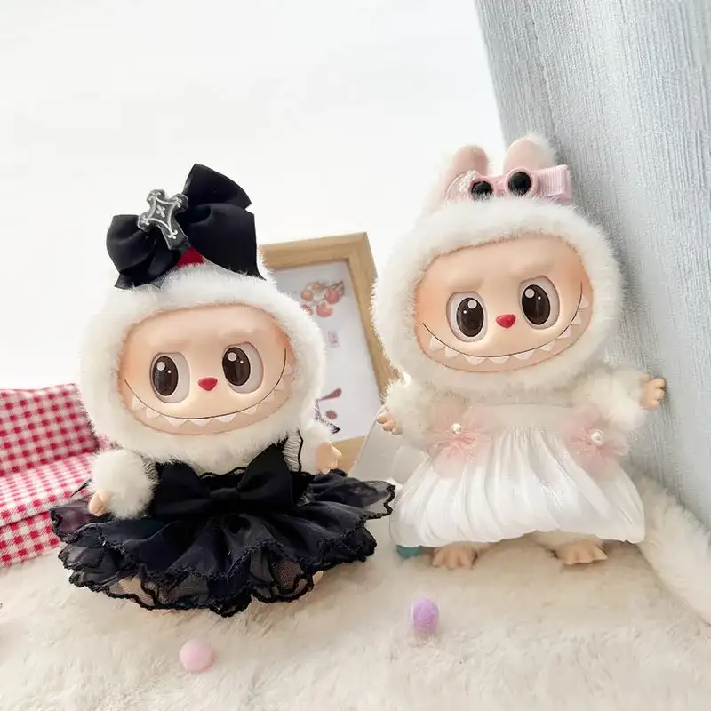 shimmering labubu angel dress with bunny hood and wings