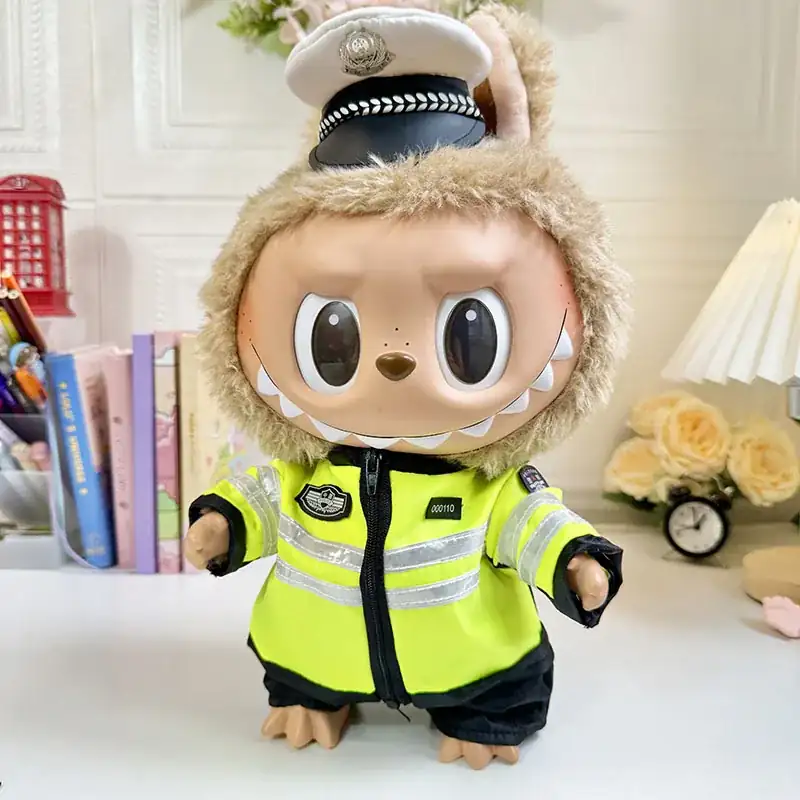 shiny black shorts and jacket labubu police costume