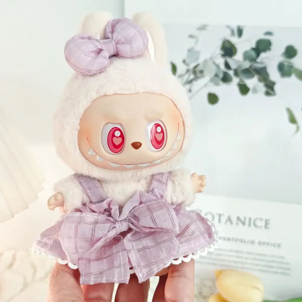 sitting labubu doll clothes bow dress outfit set candy skirt design