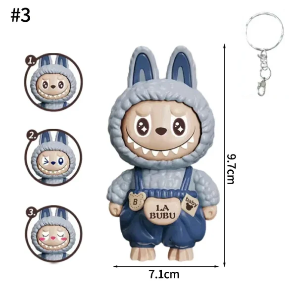 small heart patch labubu bunny keychain detail