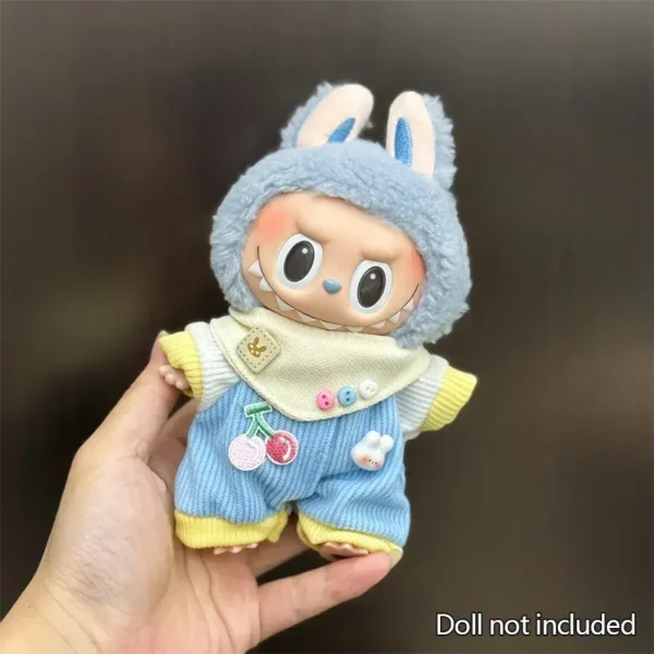 soft and comfortable labubu doll clothes bunny overalls set