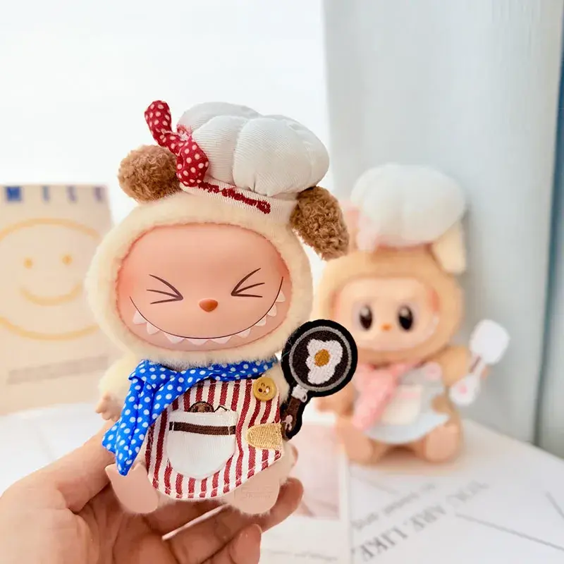 soft and cuddly labubu chef costume for 15 17cm dolls