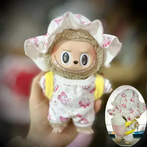 soft and durable bunny costume for 17cm Labubu doll