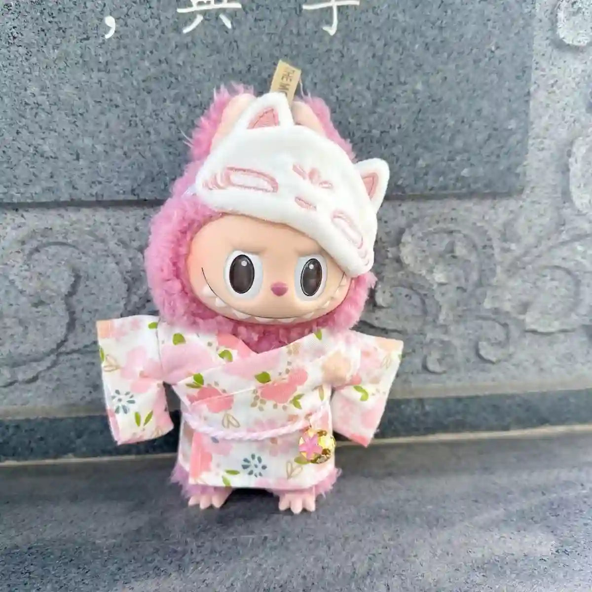 soft cloth 17cm Labubu kimono outfit with sleep mask