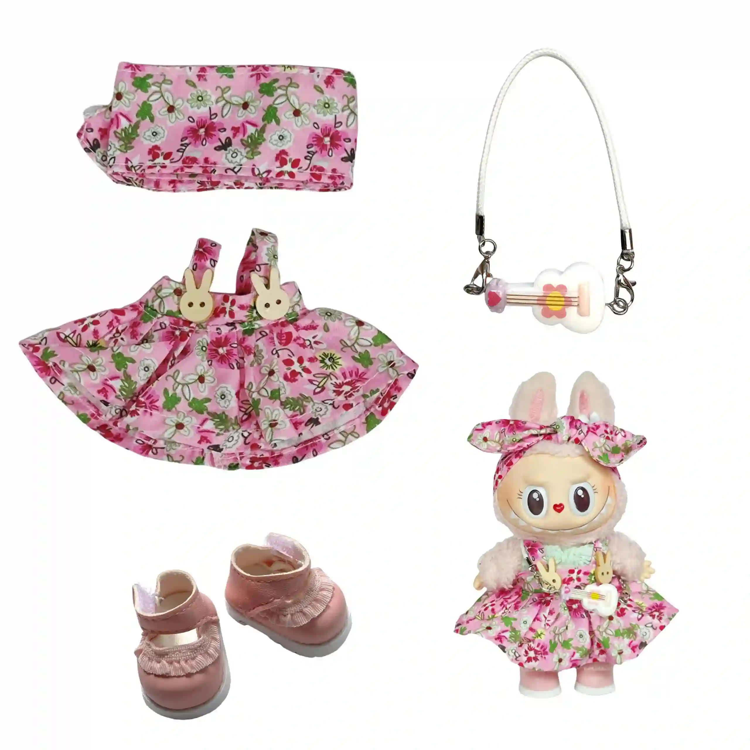 soft cloth floral dress outfit for 17cm labubu doll