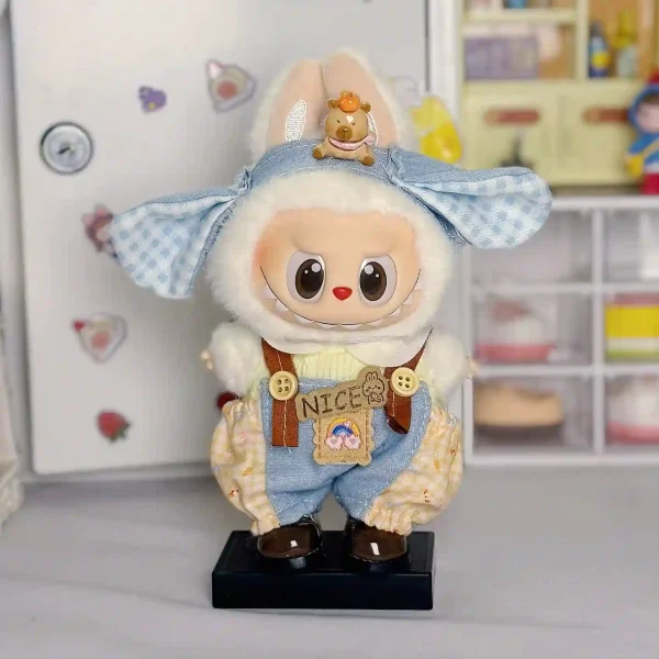 soft cloth labubu bunny outfit set for 15 to 17cm dolls