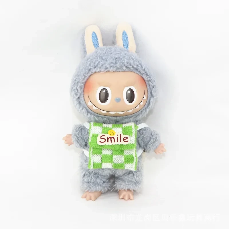 soft cotton and wool 17cm Labubu bunny costume and backpack set