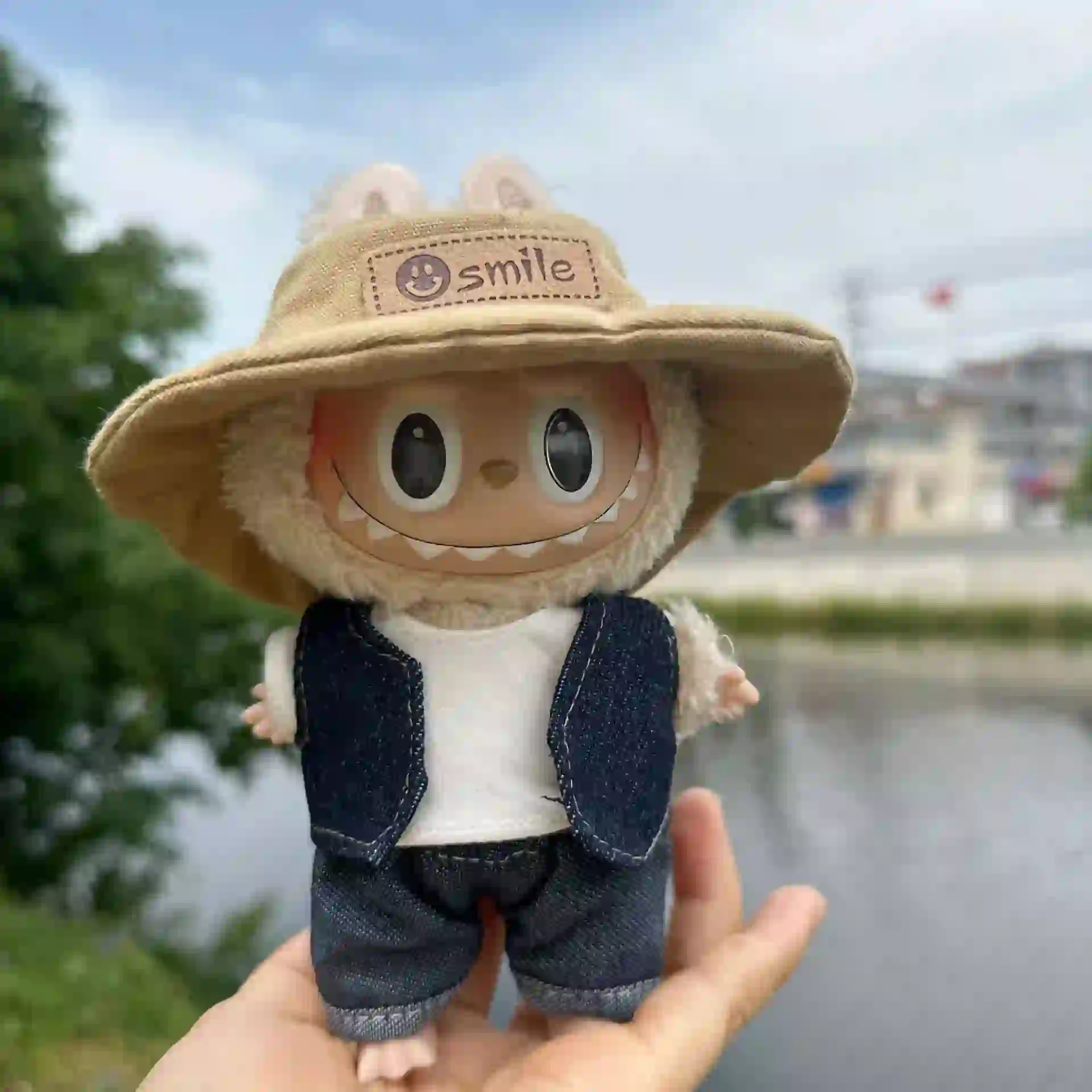 soft denim clothes set for 17cm Labubu doll comfortable fit