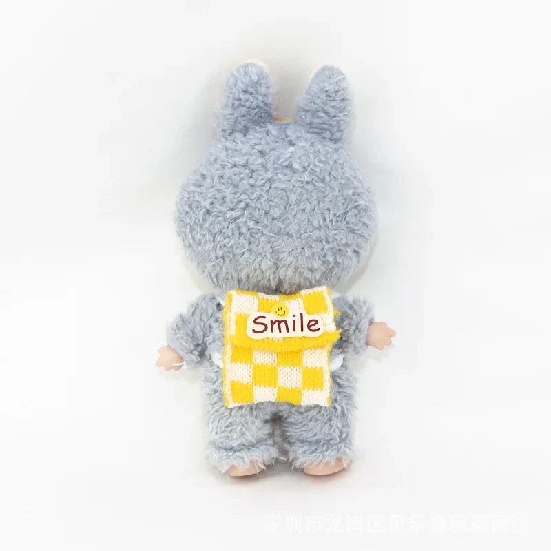 soft fluffy bunny costume and backpack for 17cm Labubu doll